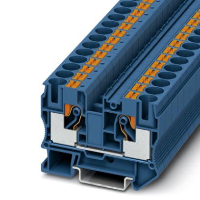 Phoenix Contact Feed-Through Terminal Block; PT 10 BU; 60A; 600V; 1-Level; #20 - #6; Push-In Connection; Blue